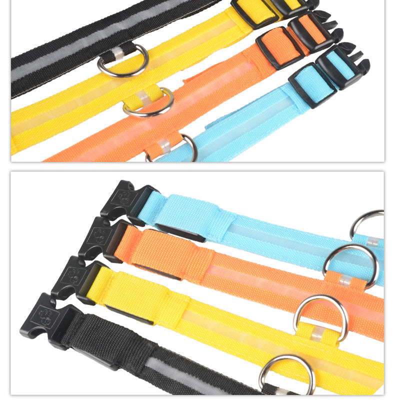 Nylon LED Pet Luminous Collar Night Safety